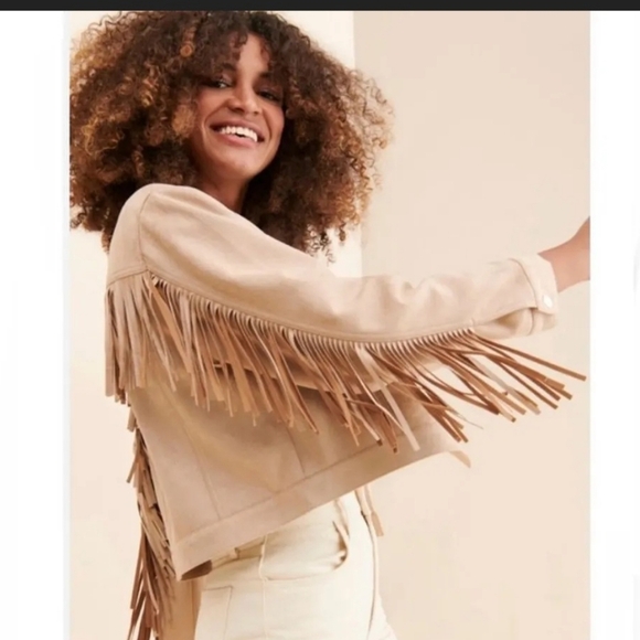 JULES KAE Talia Fringe Cropped Jacket. NWOT. Oversized XS - Picture 1 of 8